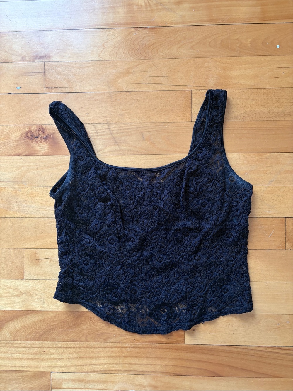 Black Lace Cropped Tank Top